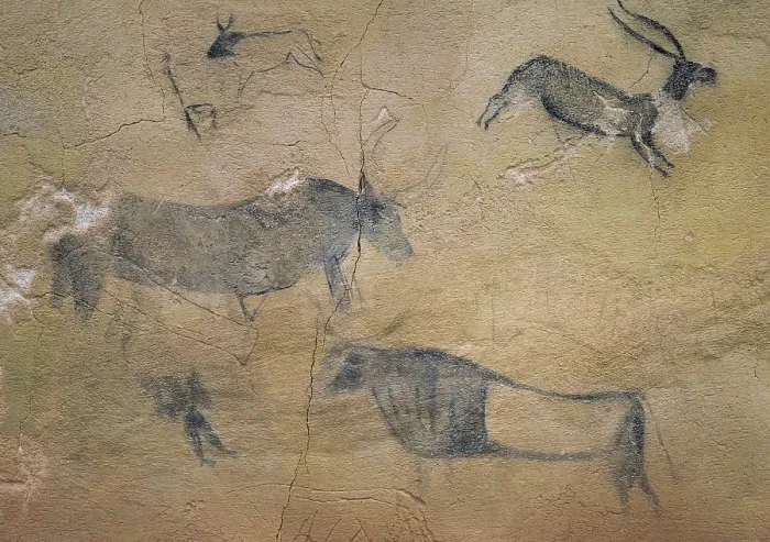 Framed Print : Detail of a large bovine scene, Caves of El Cogul, Lleida, Catalonia, Spain, 1997. Creator: Unknown Framed Print : Detail of a large bovine scene, Caves of El Cogul, Lleida, Catalonia, Spain, 1997. Creator: Unknown