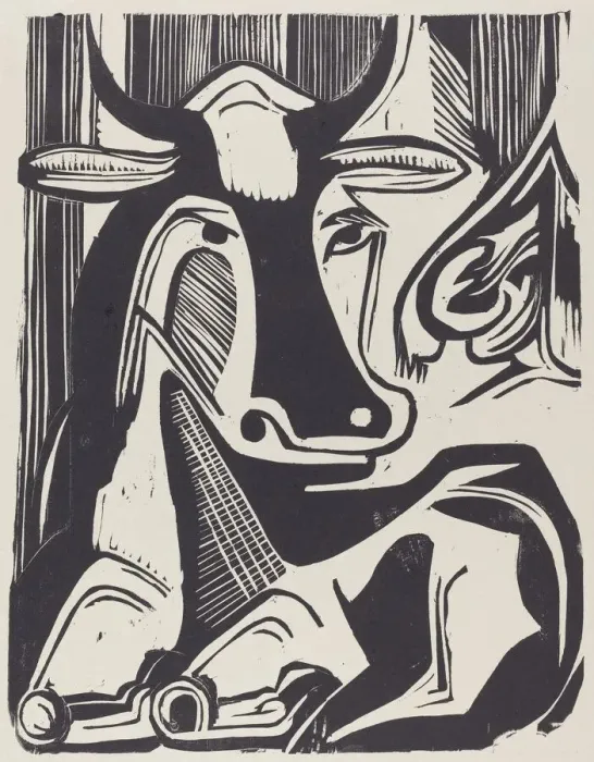 Framed Print : The Large Cow Lying Down (Grosse Liegende Kuh), 1929. Creator: Ernst Kirchner Framed Print : The Large Cow Lying Down (Grosse Liegende Kuh), 1929. Creator: Ernst Kirchner