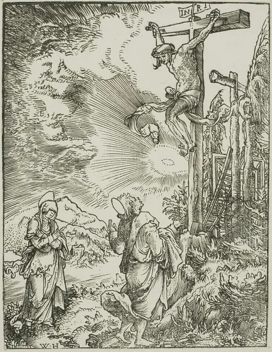 Framed Print : The Large Crucifixion, c. 1516. Creator: Wolf Huber Framed Print : The Large Crucifixion, c. 1516. Creator: Wolf Huber