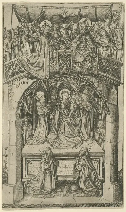 Framed Print : The Large Einsiedeln Madonna, 1466. Creator: Master ES Framed Print : The Large Einsiedeln Madonna, 1466. Creator: Master ES