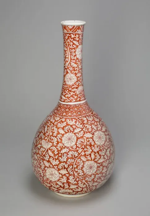 Framed Print : Large Export Copper-Red Floral Bottle Vase, Qing dynasty (1644-1911). Creator: Unknown Framed Print : Large Export Copper-Red Floral Bottle Vase, Qing dynasty (1644-1911). Creator: Unknown