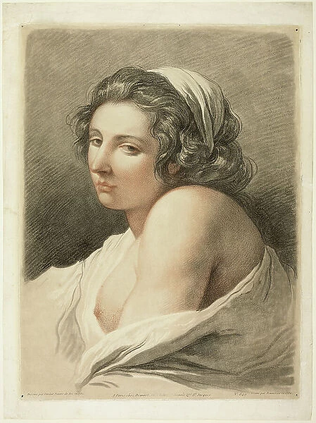 Large Female Head, c. 1786. Creator: Gilles-Antoine Demarteau
