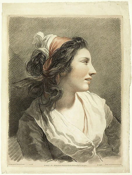 Large Female Head, c. 1788. Creator: Gilles-Antoine Demarteau