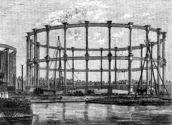 The Large Gasholder at the Imperial Gas Company's Works, Bethnal-Green, 1858. Creator: Unknown