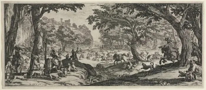 Framed Print : The Large Hunt, 1619. Creator: Jacques Callot (French, 1592-1635) Framed Print : The Large Hunt, 1619. Creator: Jacques Callot (French, 1592-1635)