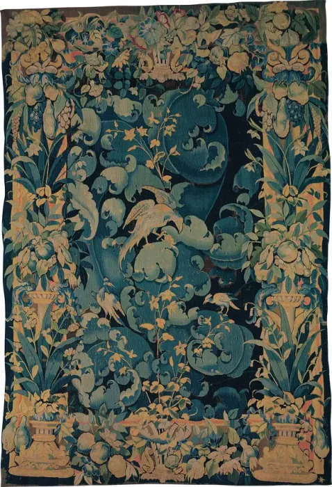 Framed Print : Large Leaf Verdure with Birds, Flanders, about 1550 / 75. Creator: Unknown Framed Print : Large Leaf Verdure with Birds, Flanders, about 1550 / 75. Creator: Unknown