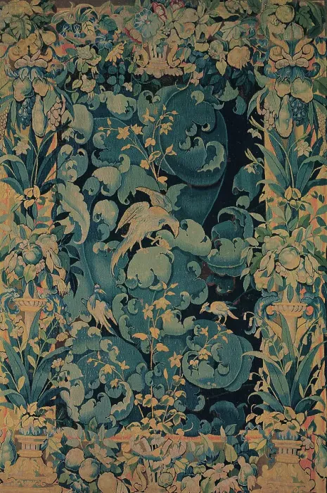 Framed Print : Large Leaf Verdure with Birds, Flanders, about 1550 / 75. Creator: Unknown Framed Print : Large Leaf Verdure with Birds, Flanders, about 1550 / 75. Creator: Unknown