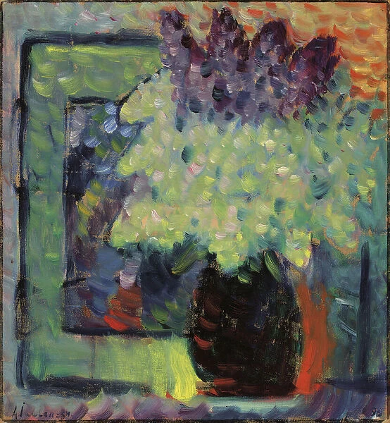 Large still life (Lilac bouquet in vase), 1936. Creator: Javlensky, Alexei