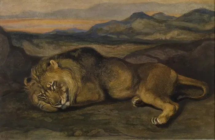 Framed Print : Large Lion, early 1830s. Creator: Antoine-Louis Barye Framed Print : Large Lion, early 1830s. Creator: Antoine-Louis Barye