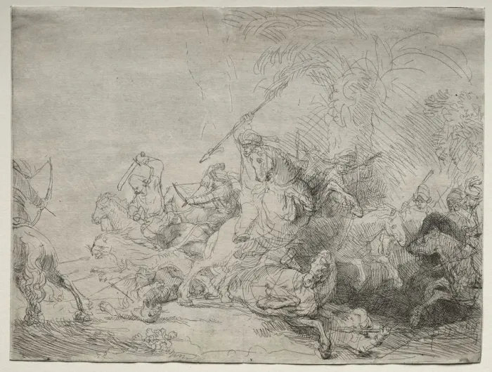 Framed Print : The Large Lion Hunt, 1641. Creator: Rembrandt van Rijn (Dutch, 1606-1669) Framed Print : The Large Lion Hunt, 1641. Creator: Rembrandt van Rijn (Dutch, 1606-1669)