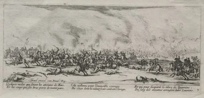 Framed Print : The Large Miseries of War: The Battle, 1633. Creator: Jacques Callot (French, 1592-1635)