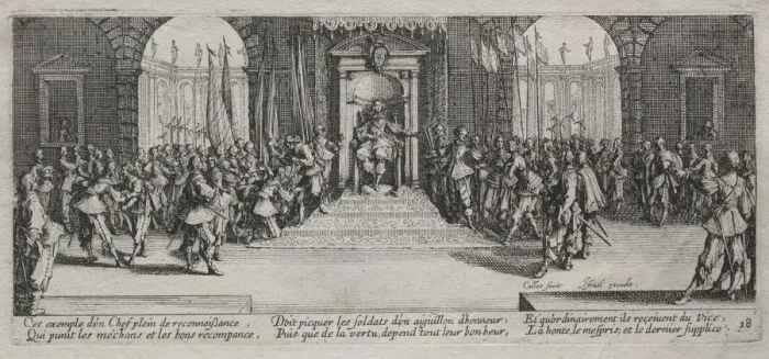 Framed Print : The Large Miseries of War: Distribution of Recompense, 1633. Creator: Jacques Callot (French Framed Print : The Large Miseries of War: Distribution of Recompense, 1633. Creator: Jacques Callot (French