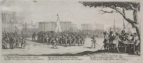 The Large Miseries of War: Enrollment of the Troops, 1633. Creator: Jacques Callot (French