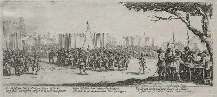 Framed Print : The Large Miseries of War: Enrollment of the Troops, 1633. Creator: Jacques Callot (French Framed Print : The Large Miseries of War: Enrollment of the Troops, 1633. Creator: Jacques Callot (French