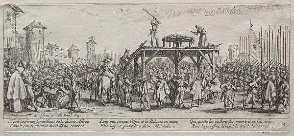 The Large Miseries of War: Execution on the Wheel, 1633. Creator: Jacques Callot (French