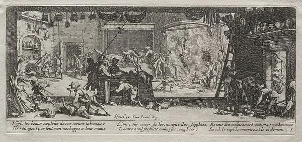 The Large Miseries of War: Pillaging, 1633. Creator: Jacques Callot (French, 1592-1635)