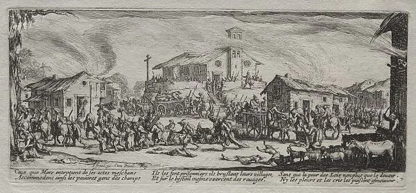 The Large Miseries of War: Pillaging and Burning of a Village, 1633. Creator: Jacques Callot