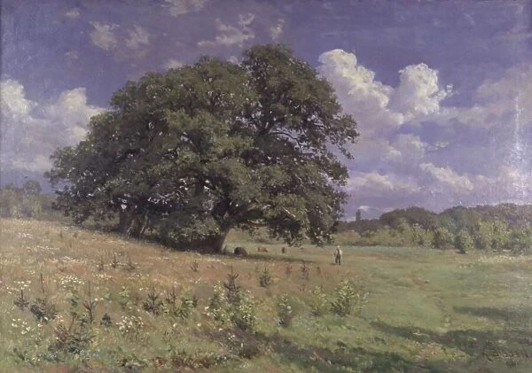 Large oaks by a bog, 1890. Creator: Rudolf Bissen