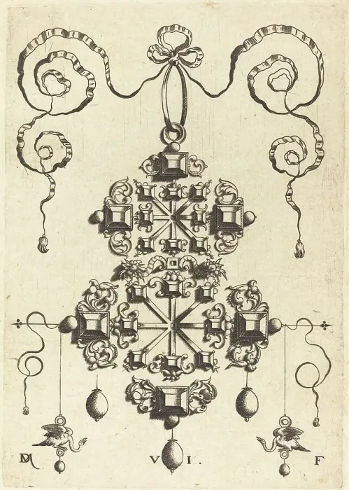 Framed Print : Large Pendant with Two Double Crosses, Surrounded by Six Large and Sixteen Small... Creator: Daniel Mignot Framed Print : Large Pendant with Two Double Crosses, Surrounded by Six Large and Sixteen Small... Creator: Daniel Mignot