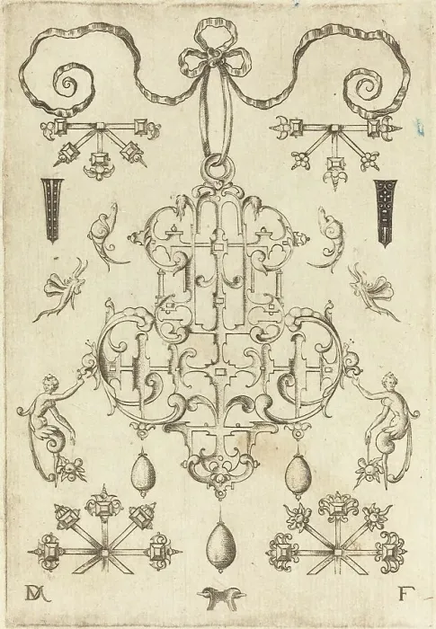 Framed Print : Large Pendant with Three Drops Below, 1593. Creator: Daniel Mignot Framed Print : Large Pendant with Three Drops Below, 1593. Creator: Daniel Mignot