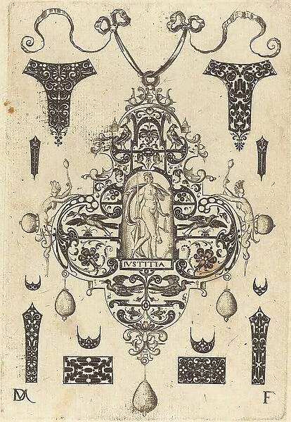 Large Pendant, Justice Standing at Centre, 1593. Creator: Daniel Mignot