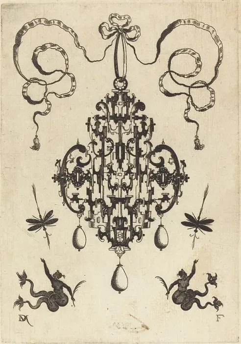 Framed Print : Large Pendant, Lower Left and Right Two Creatures of the Sea, 1596. Creator: Daniel Mignot Framed Print : Large Pendant, Lower Left and Right Two Creatures of the Sea, 1596. Creator: Daniel Mignot
