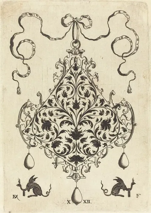Framed Print : Large Pendant, Ornamental Foliage Design, 1596. Creator: Daniel Mignot Framed Print : Large Pendant, Ornamental Foliage Design, 1596. Creator: Daniel Mignot