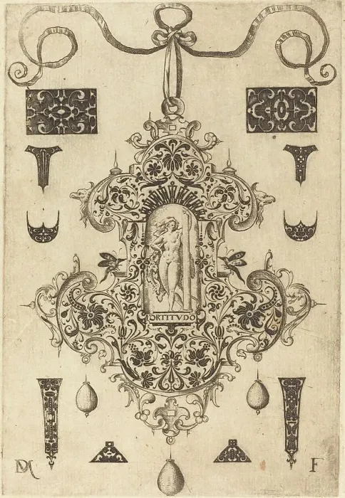 Framed Print : Large Pendant, Strength Standing at Centre, 1593. Creator: Daniel Mignot Framed Print : Large Pendant, Strength Standing at Centre, 1593. Creator: Daniel Mignot