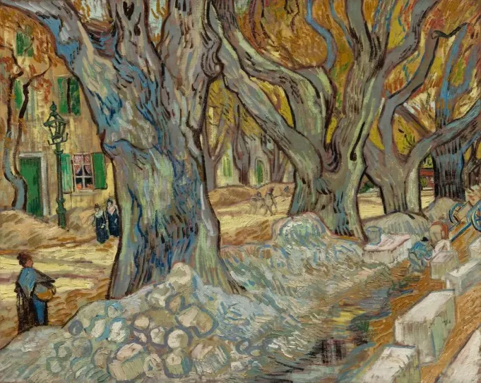 Framed Print : The Large Plane Trees (Road Menders at Saint-Remy), 1889. Creator: Vincent van Gogh (Dutch Framed Print : The Large Plane Trees (Road Menders at Saint-Remy), 1889. Creator: Vincent van Gogh (Dutch
