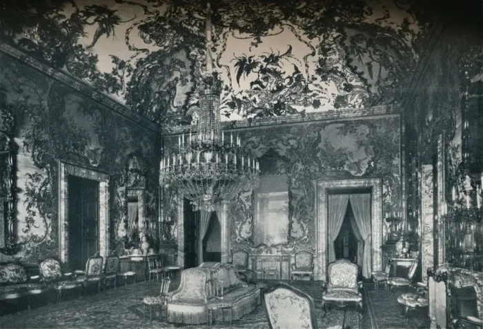 Framed Print : Large salon with porcelain ceiling, Royal Palace, Madrid, c1927 Framed Print : Large salon with porcelain ceiling, Royal Palace, Madrid, c1927