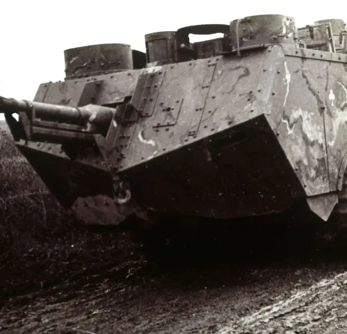 Framed Print : Large tank on the move, c1914-c1918 Framed Print : Large tank on the move, c1914-c1918