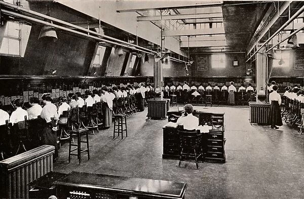 In a Large Telephone Exchange, c1916