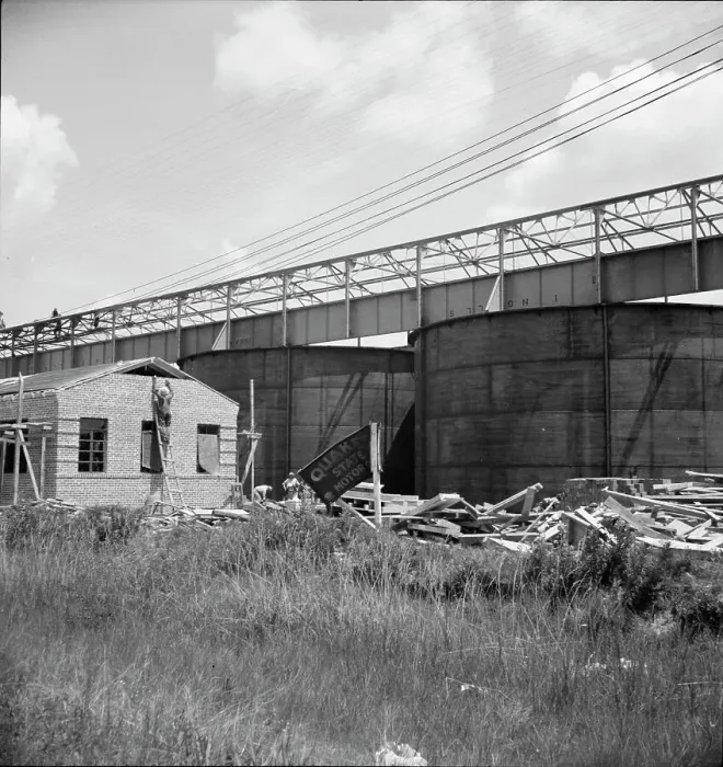 Framed Print : Large turpentine still and processing plant near Valdosta, Georgia, 1937. Creator: Dorothea Lange Framed Print : Large turpentine still and processing plant near Valdosta, Georgia, 1937. Creator: Dorothea Lange