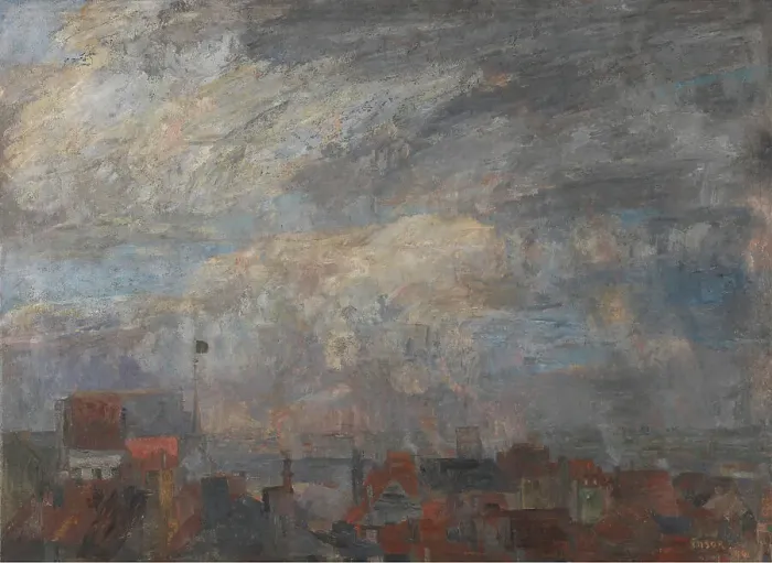 Framed Print : Large View over the Rooftops of Ostend, 1884. Creator: James Ensor Framed Print : Large View over the Rooftops of Ostend, 1884. Creator: James Ensor