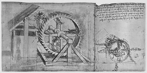 A Large Wheel Which Is Resolved and Fires Four Crossbows in Succession, c1480, (1945). Artist: Leonardo da Vinci