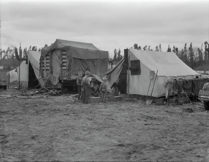 Framed Print : In one of the largest pea camps in California, 1936. Creator: Dorothea Lange