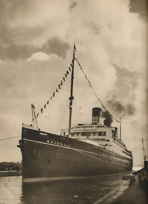 Framed Print : One of the Largest Ships afloat, the Majestic owned by the Cunard White Star Line, 1936 Framed Print : One of the Largest Ships afloat, the Majestic owned by the Cunard White Star Line, 1936