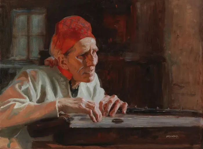 Framed Print : Larin Paraske's Lamentations, 1893. Creator: Albert Edelfelt Framed Print : Larin Paraske's Lamentations, 1893. Creator: Albert Edelfelt