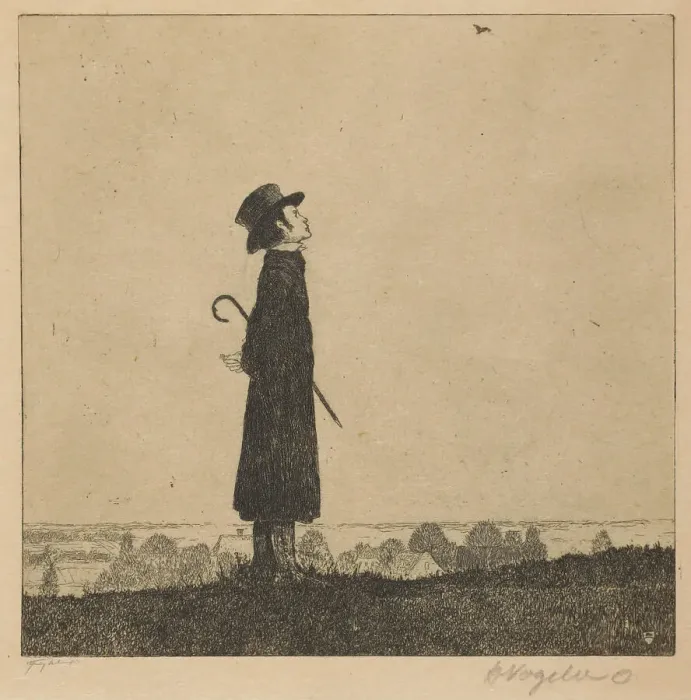 Framed Print : The Lark (self-portrait), 1899. Creator: Vogeler, Heinrich (1872-1942) Framed Print : The Lark (self-portrait), 1899. Creator: Vogeler, Heinrich (1872-1942)