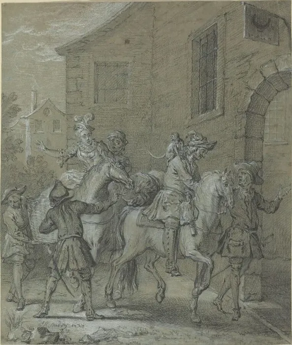 Framed Print : L'Arrivee de l'Operateur dans l'hotellerie, 1727. Creator: Jean-Baptiste Oudry Framed Print : L'Arrivee de l'Operateur dans l'hotellerie, 1727. Creator: Jean-Baptiste Oudry