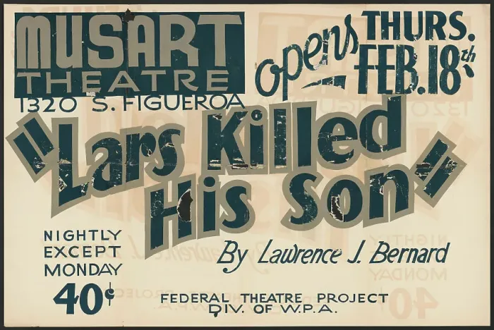 Framed Print : Lars Killed His Son, Los Angeles, 1937. Creator: Unknown Framed Print : Lars Killed His Son, Los Angeles, 1937. Creator: Unknown