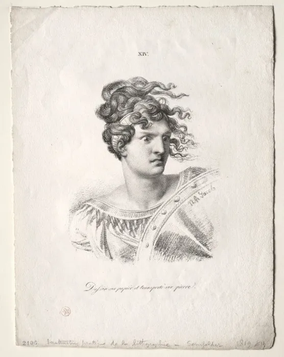 Framed Print : Lart de la lithographie: Head of an Amazon. Creator: Alois Senefelder (German, 1771-1834) Framed Print : Lart de la lithographie: Head of an Amazon. Creator: Alois Senefelder (German, 1771-1834)