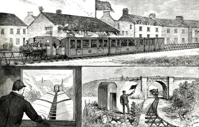 Framed Print : Lartigue Train, experimental railway installed in Ireland, between the towns of Listowel Framed Print : Lartigue Train, experimental railway installed in Ireland, between the towns of Listowel