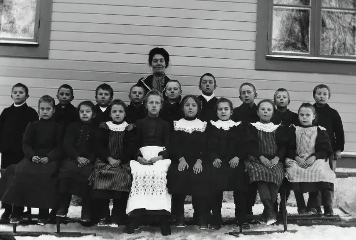 Framed Print : Lassar-Johanna with school class in Lima, 1895-1910. Creator: Per Persson Framed Print : Lassar-Johanna with school class in Lima, 1895-1910. Creator: Per Persson