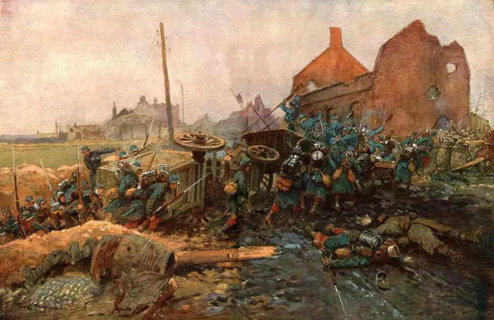 Framed Print : L'Assaut de Vermelles, 1914. Creator: Georges Bertin Scott Framed Print : L'Assaut de Vermelles, 1914. Creator: Georges Bertin Scott
