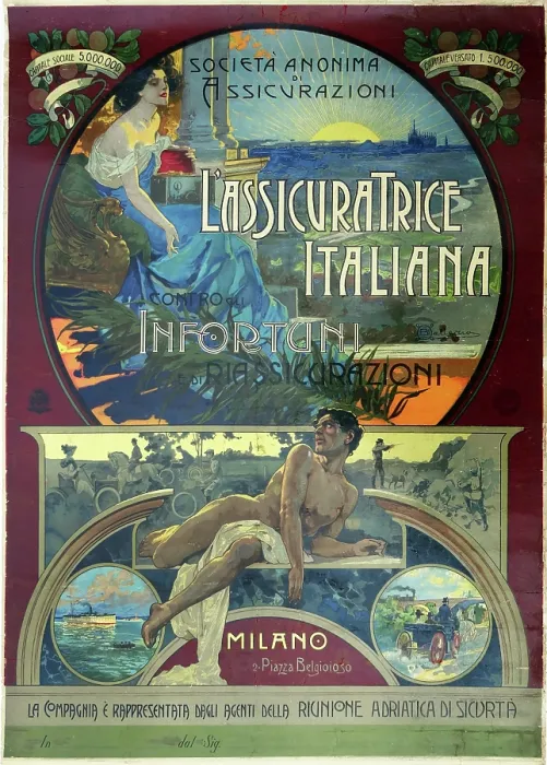 Framed Print : L'Assicuratrice Italiana, c1905. Creator: Ballerio, Osvaldo (1870-1942). L'Assicuratrice Italiana, c1905. Creator: Ballerio, Osvaldo (1870-1942) Framed Print : L'Assicuratrice Italiana, c1905. Creator: Ballerio, Osvaldo (1870-1942). L'Assicuratrice Italiana, c1905. Creator: Ballerio, Osvaldo (1870-1942)