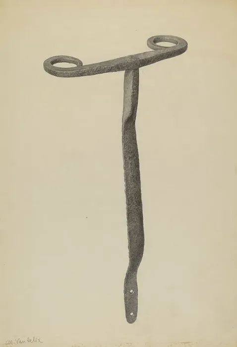 Framed Print : Latch for Double Swing Gate, c. 1939. Creator: Maurice Van Felix Framed Print : Latch for Double Swing Gate, c. 1939. Creator: Maurice Van Felix