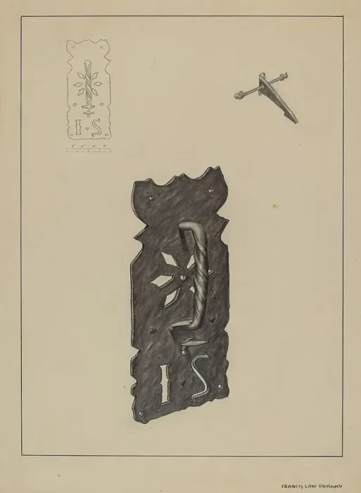 Framed Print : Latch Plate, c. 1936. Creator: Francis Law Durand Framed Print : Latch Plate, c. 1936. Creator: Francis Law Durand