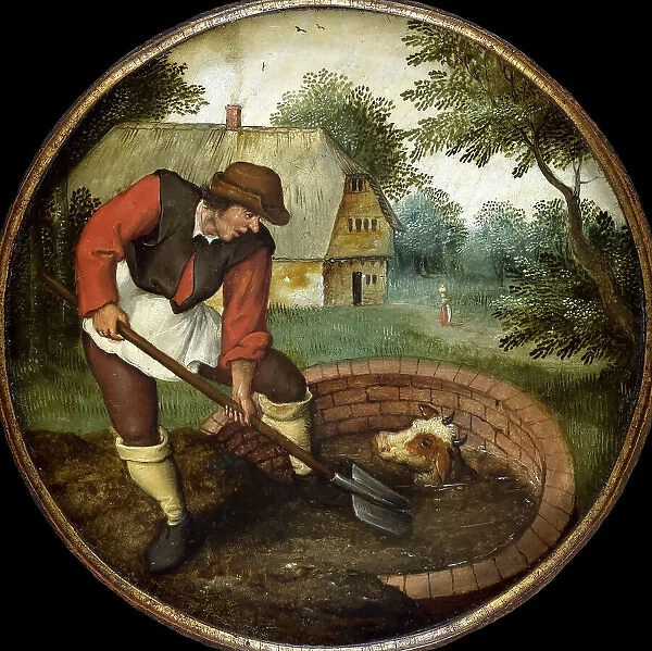It is too Late to Fill in the Well After the Calf has Drowned, End of 16th cen. Creator: Brueghel, Pieter, the Younger (1564-1638)
