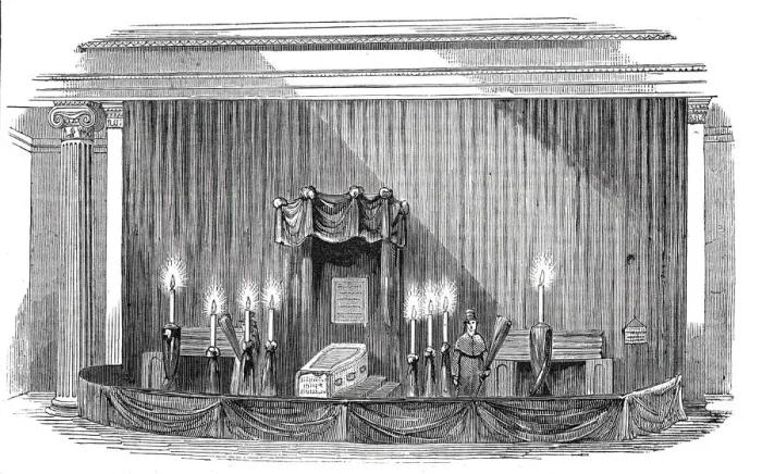 Framed Print : The late Dr. Dalton, lying in state, 1844. Creator: Unknown Framed Print : The late Dr. Dalton, lying in state, 1844. Creator: Unknown